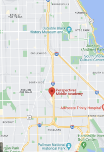 Google map shows the school location is directly adjacent to the Dan Ryan Expressway or I-94